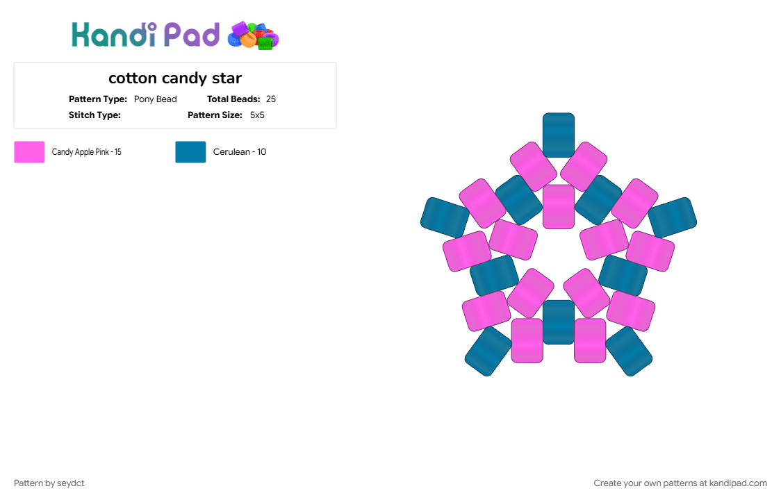 cotton candy star - Pony Bead Pattern by seydct on Kandi Pad - 