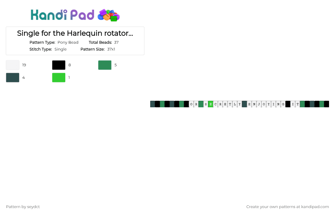 Single for the Harlequin rotator cuff!! - Pony Bead Pattern by seydct on Kandi Pad - gray, green, white
