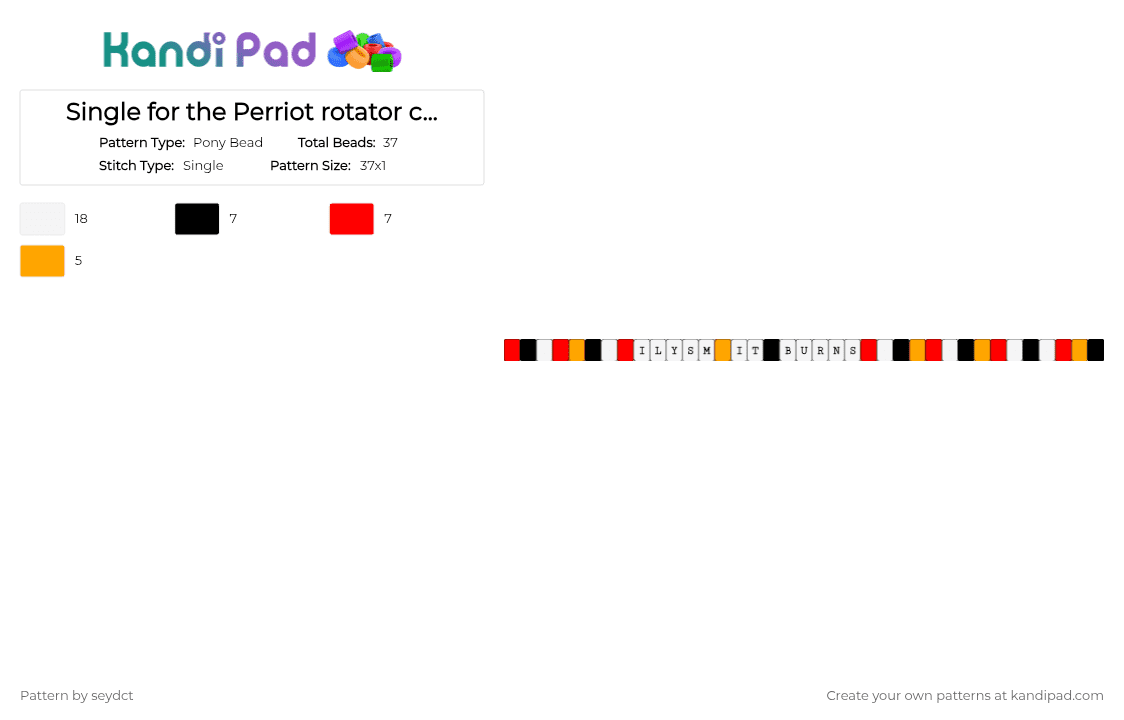 Single for the Perriot rotator cuff!! - Pony Bead Pattern by seydct on Kandi Pad - orange, red, white