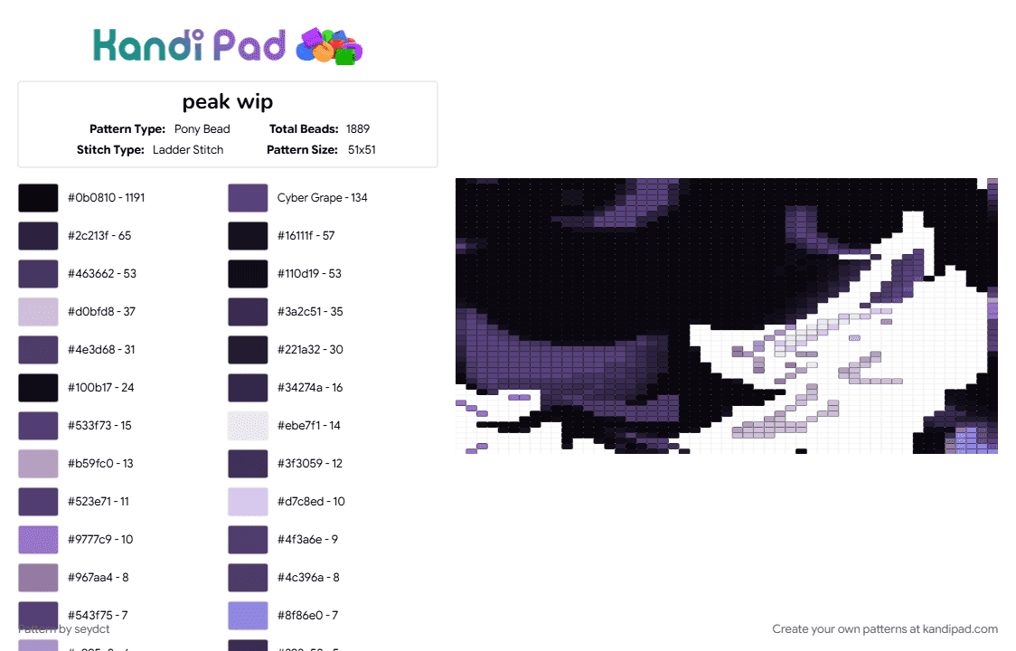 peak wip - Pony Bead Pattern by seydct on Kandi Pad - 