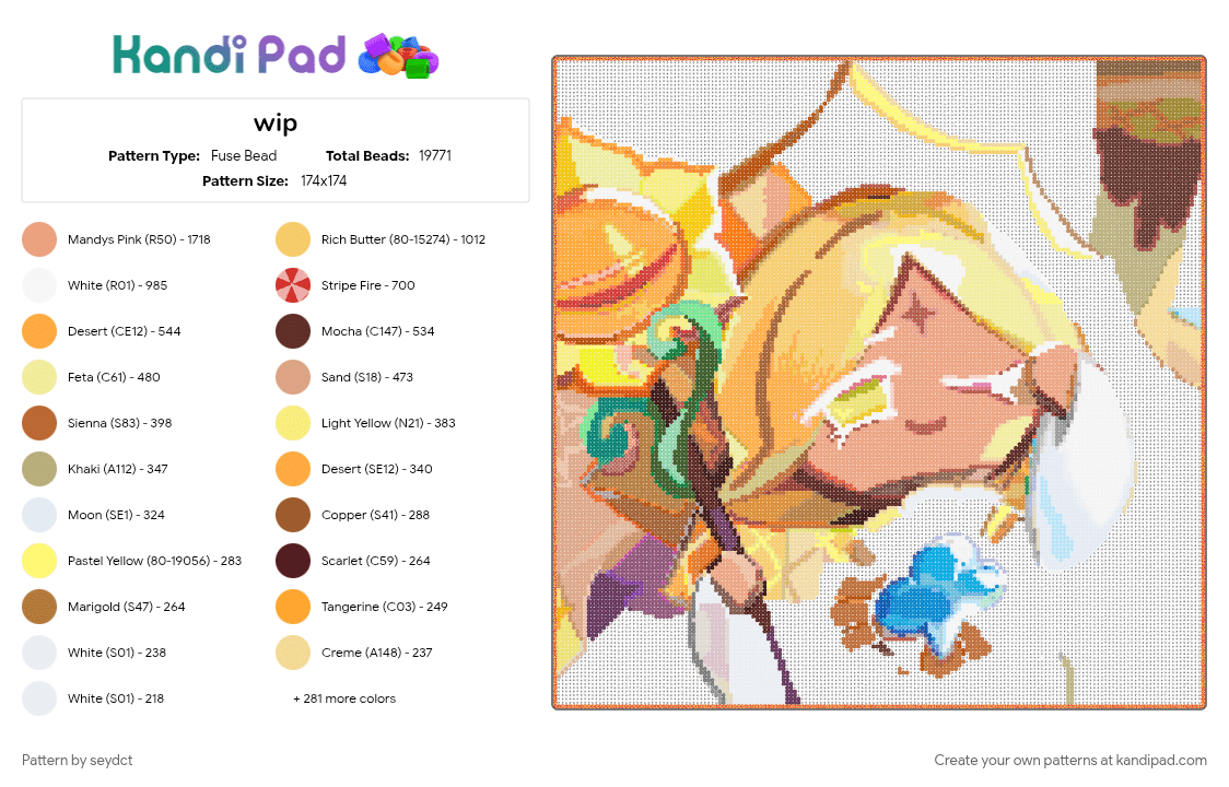 wip - Fuse Bead Pattern by seydct on Kandi Pad - beige, brown, colorful, tan, wip, yellow