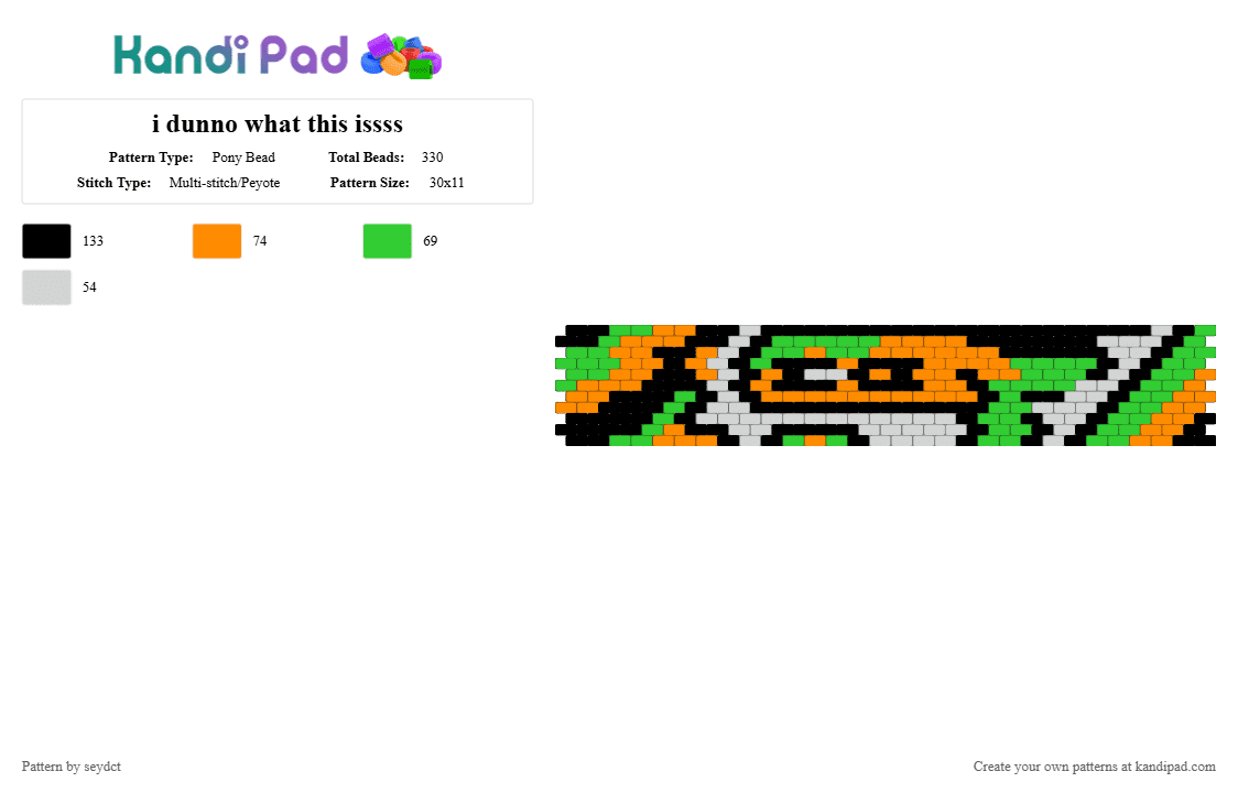 i dunno what this issss - Pony Bead Pattern by seydct on Kandi Pad - black, green, grey, orange