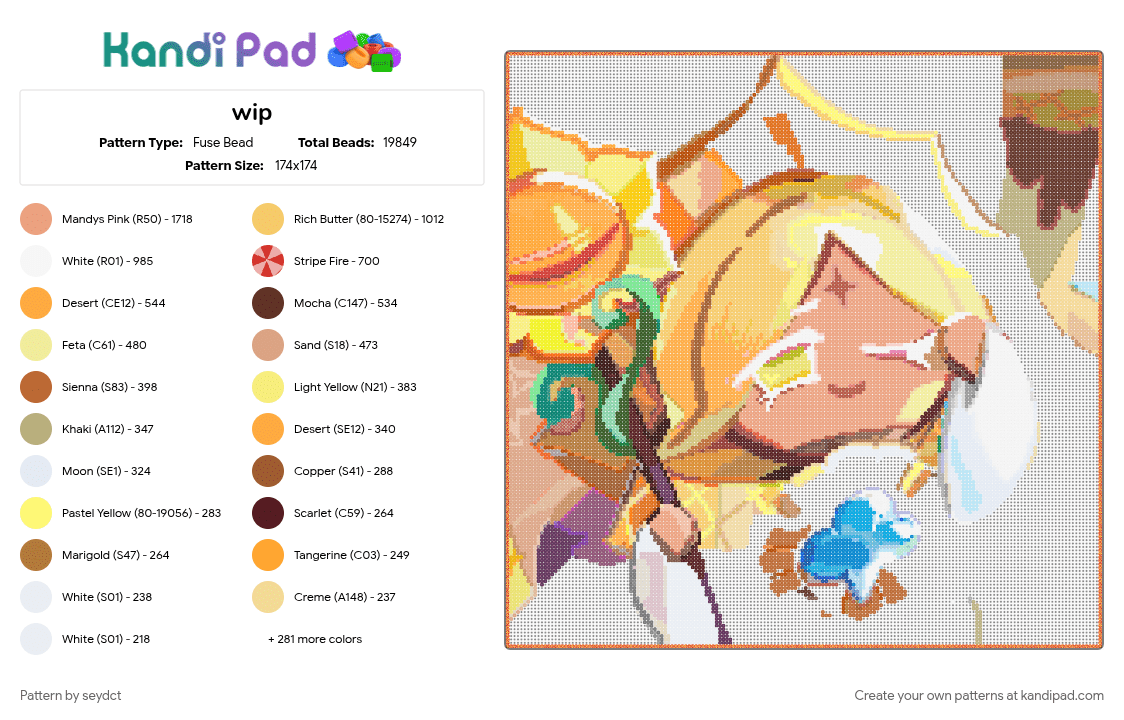 wip - Fuse Bead Pattern by seydct on Kandi Pad - beige, brown, colorful, tan, wip, yellow