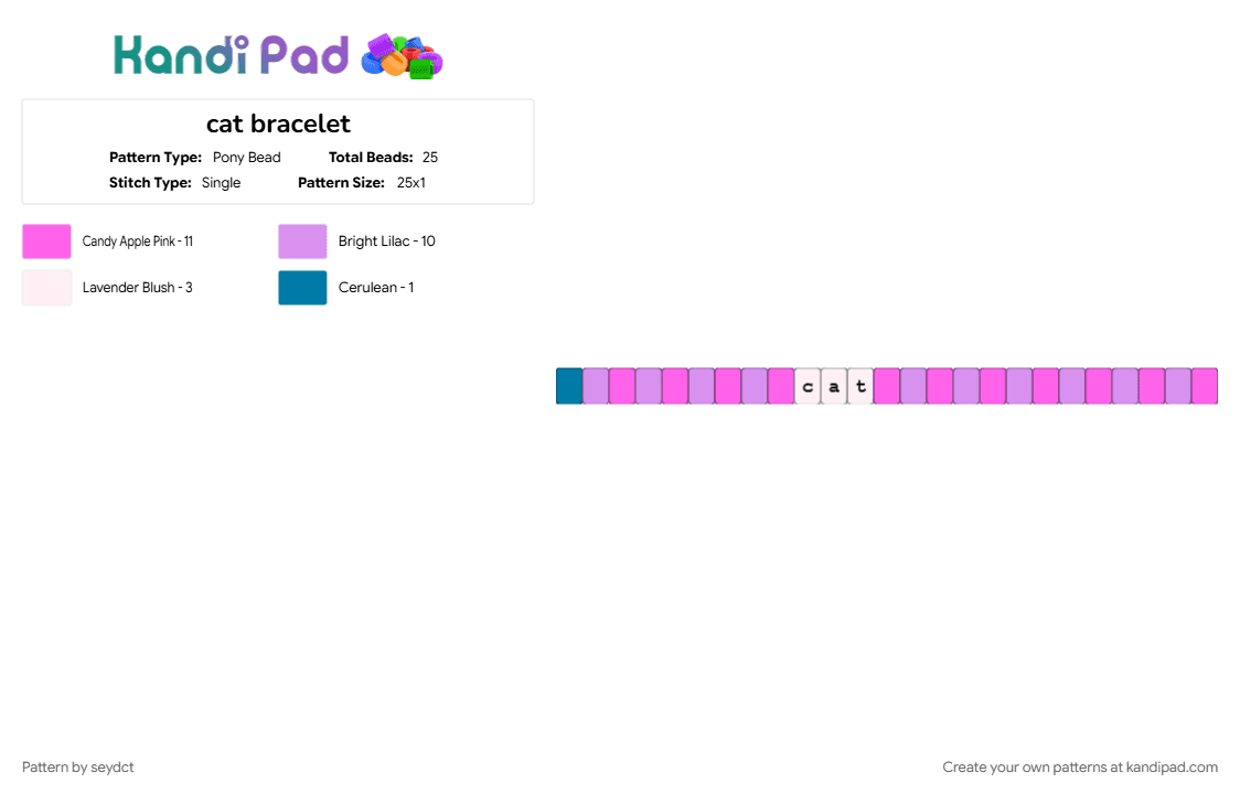 cat bracelet - Pony Bead Pattern by seydct on Kandi Pad - 