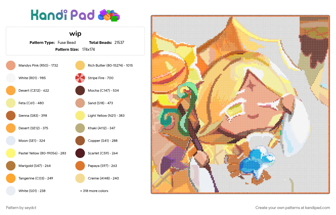 wip - Fuse Bead Pattern by seydct on Kandi Pad - beige, brown, colorful, tan, yellow