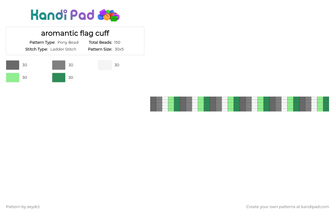 aromantic flag cuff - Pony Bead Pattern by seydct on Kandi Pad - gray