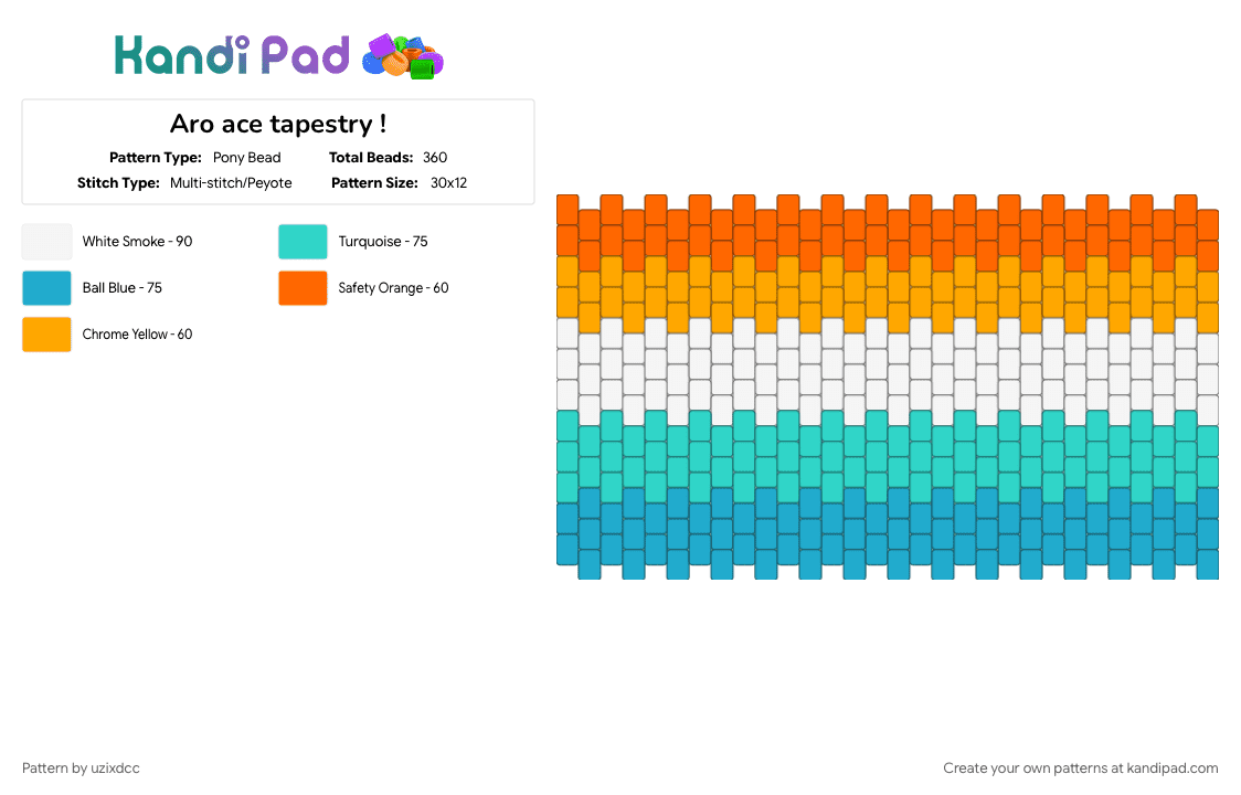 Aro ace tapestry ! - Pony Bead Pattern by uzixdcc on Kandi Pad - aro ace, aromantic, asexual, light blue, orange, pride, white, yellow
