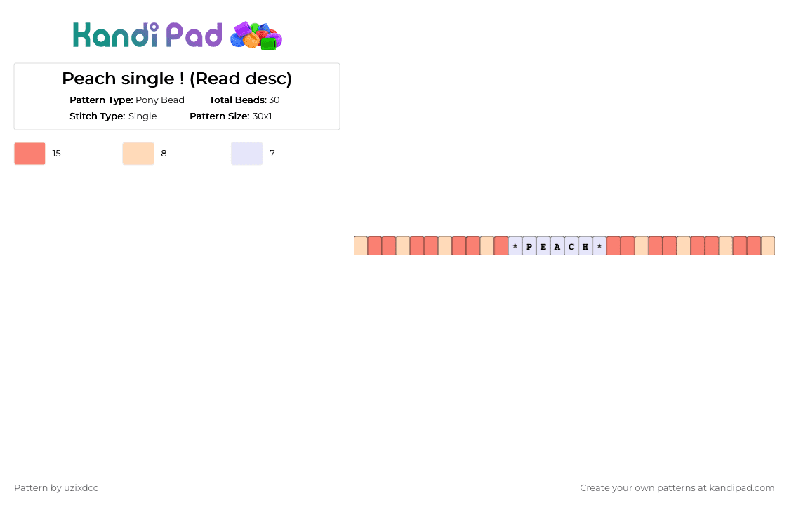 Peach single ! (Read desc) - Pony Bead Pattern by uzixdcc on Kandi Pad - beige, orange