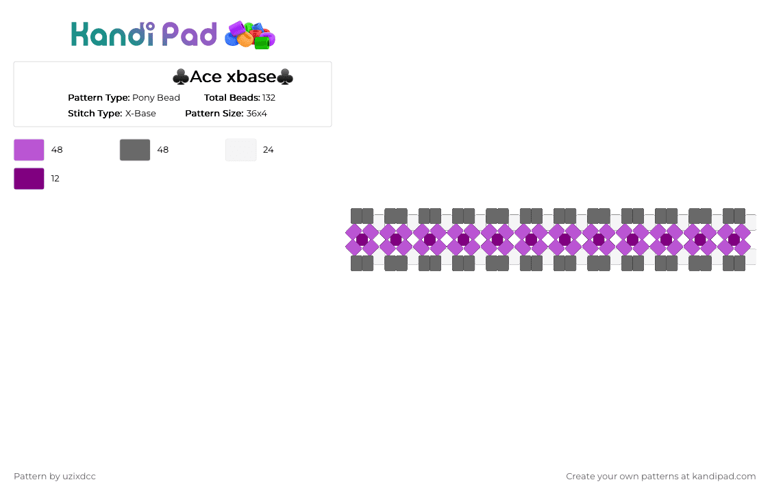 ♣️Ace xbase♣️ - Pony Bead Pattern by uzixdcc on Kandi Pad - asexual, gray, pink, xbase