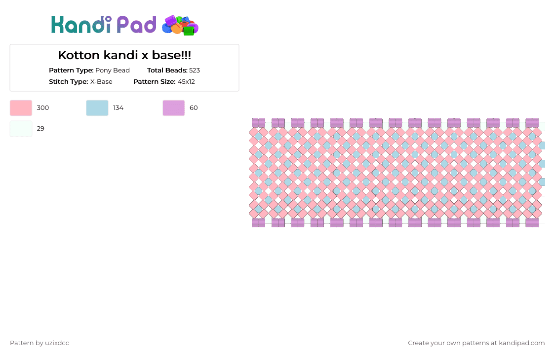 Kotton kandi x base!!! - Pony Bead Pattern by uzixdcc on Kandi Pad - pink,light blue,cotdsquishy,cotton candy,sweets