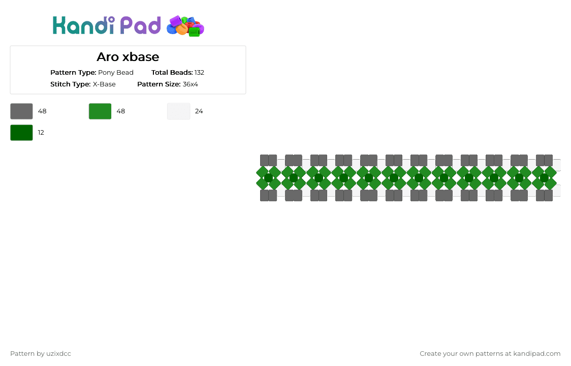 Aro xbase - Pony Bead Pattern by uzixdcc on Kandi Pad - aromantic, gray, green