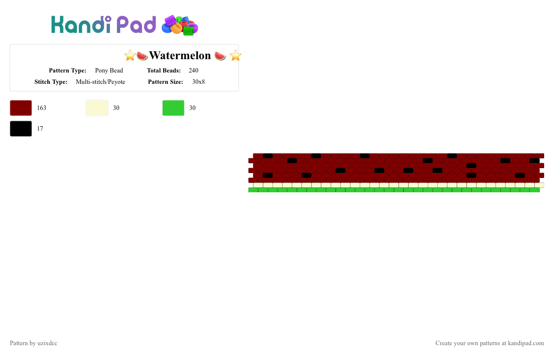 ⭐️🍉Watermelon 🍉 ⭐️ - Pony Bead Pattern by uzixdcc on Kandi Pad - brown