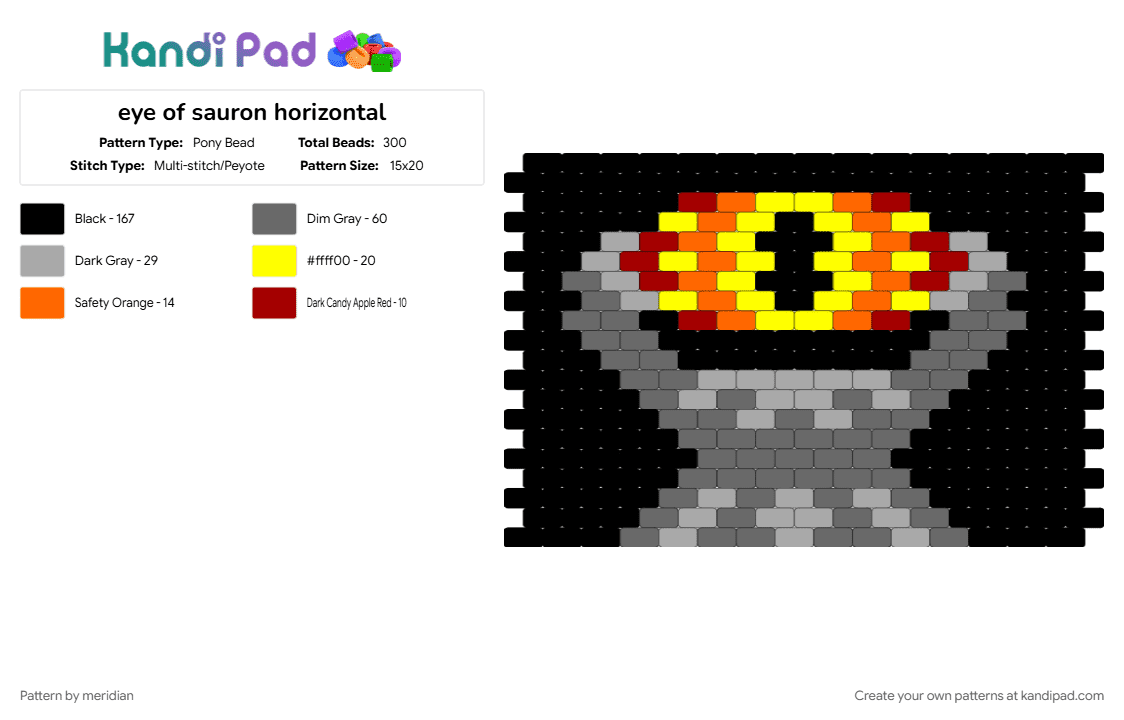 eye of sauron horizontal - Pony Bead Pattern by meridian on Kandi Pad - beige, black, gray