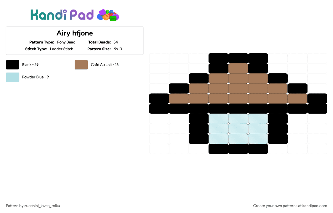 Airy hfjone - Pony Bead Pattern by zucchini_loves_miku on Kandi Pad - light blue, tan