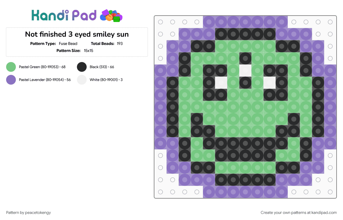 3 Eyed Smiley Face - Fuse Bead Pattern by peacey2k on Kandi Pad - smiley, sun