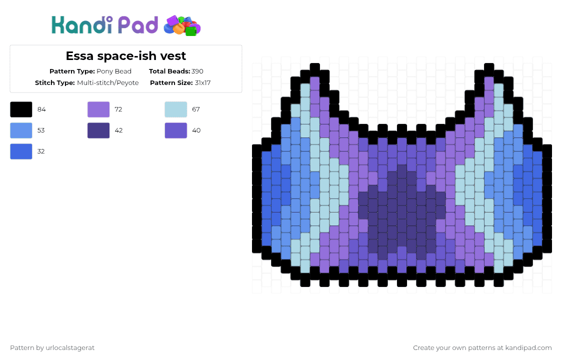 Essa space-ish vest - Pony Bead Pattern by urlocalstagerat on Kandi Pad - purple,light blue