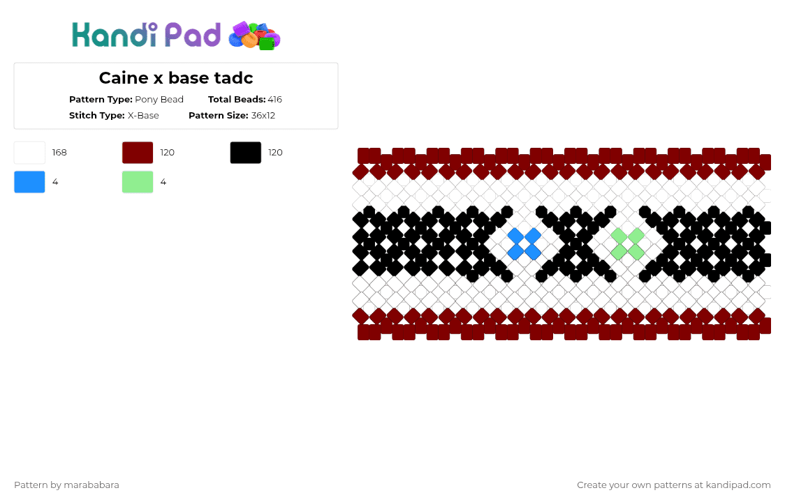 Caine x base tadc - Pony Bead Pattern by marababara on Kandi Pad - white,brown