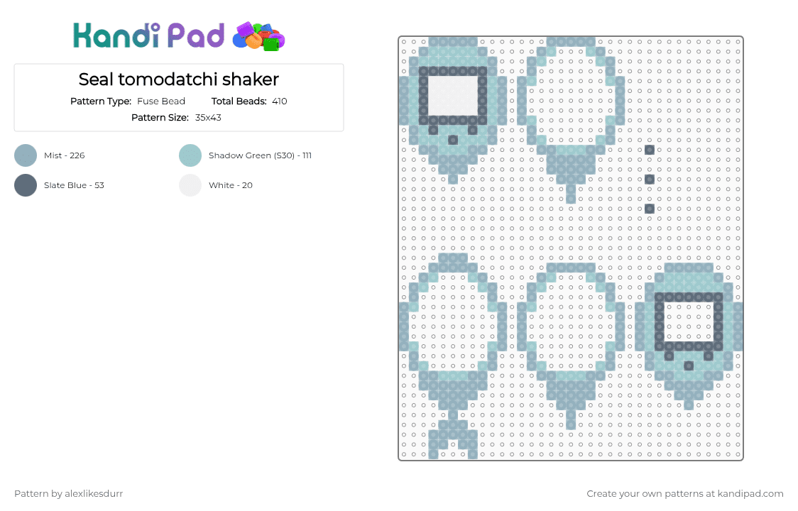 Seal tomodatchi shaker - Fuse Bead Pattern by alexlikesdurr on Kandi Pad - light blue