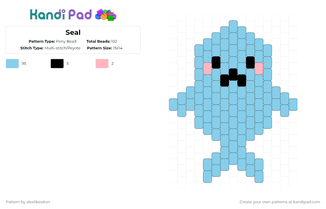 Seal - Pony Bead Pattern by alexlikesdurr on Kandi Pad - light blue