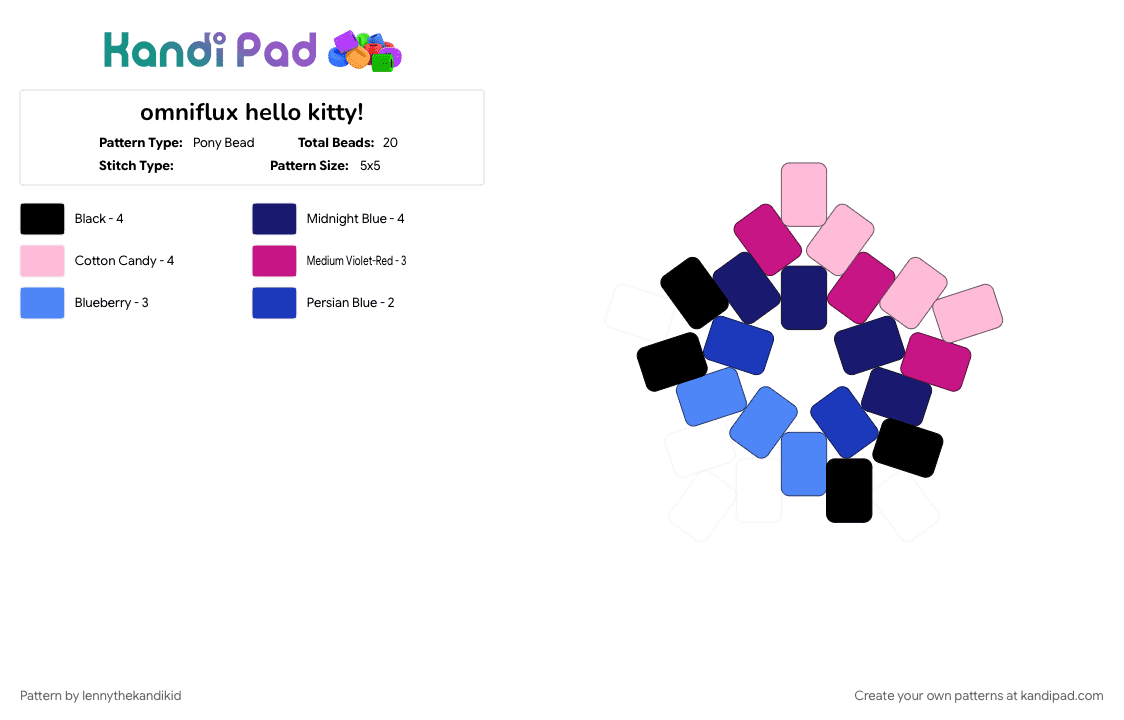 omniflux hello kitty! - Pony Bead Pattern by lennythekandikid on Kandi Pad - hello kitty, pink, purple