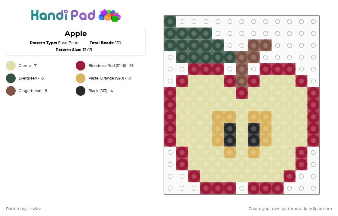 Apple - Fuse Bead Pattern by izzwizz on Kandi Pad - red,yellow