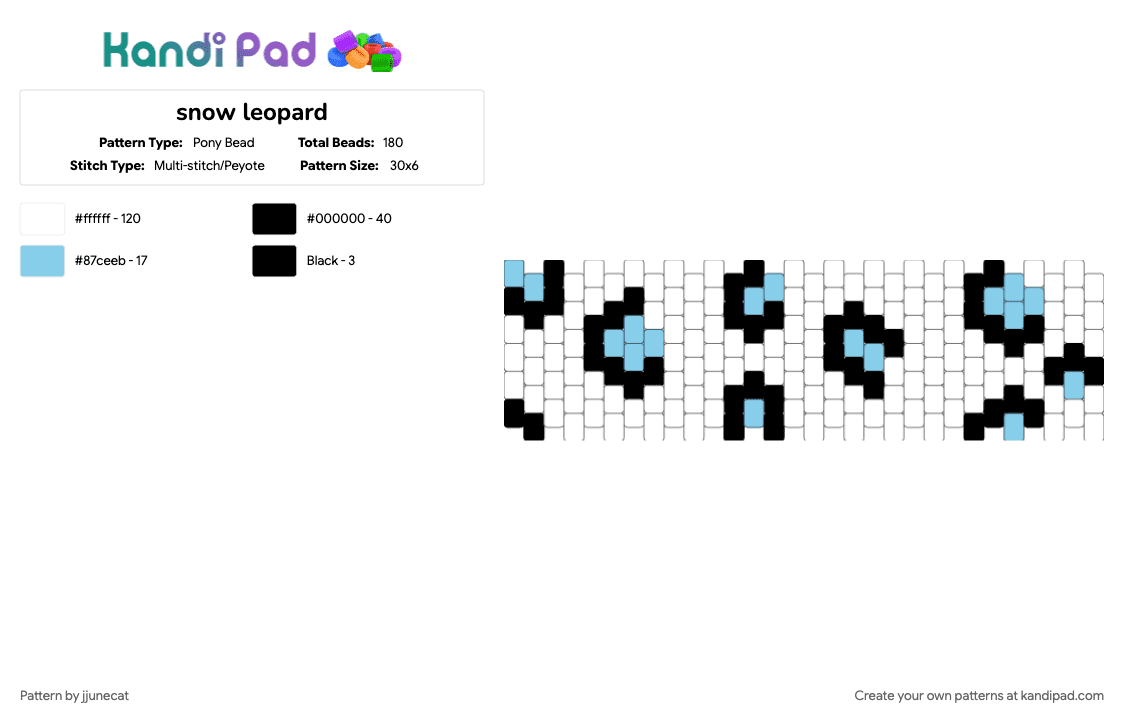 snow leopard - Pony Bead Pattern by jjunecat on Kandi Pad - white
