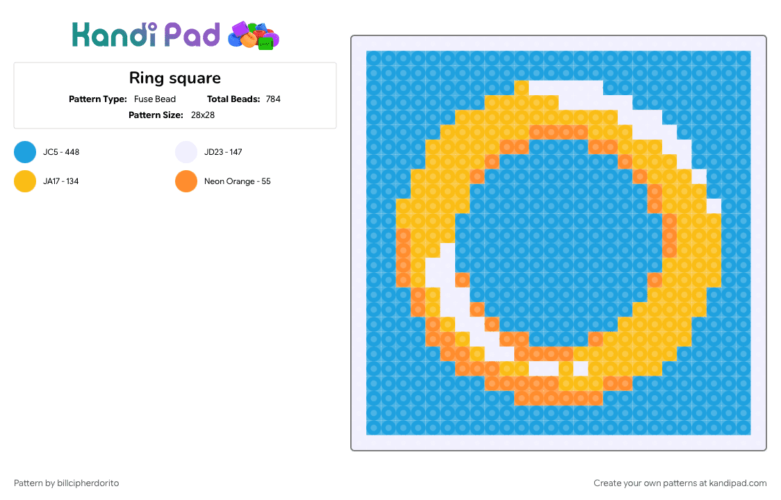 Ring square - Fuse Bead Pattern by billcipherdorito on Kandi Pad - light blue, sega, sonic, sonic the hedgehog