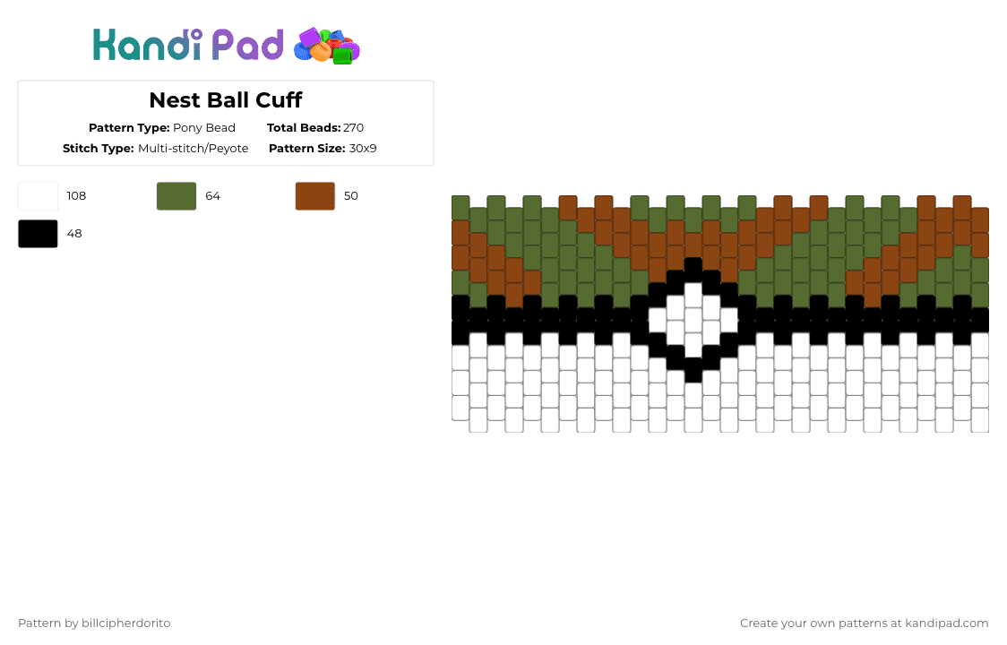 Nest Ball Cuff - Pony Bead Pattern by billcipherdorito on Kandi Pad - gold,red