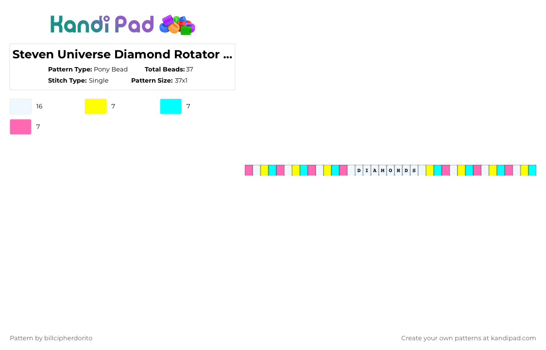 Steven Universe Diamond Rotator (Single) - Pony Bead Pattern by billcipherdorito on Kandi Pad - yellow,light blue,pink