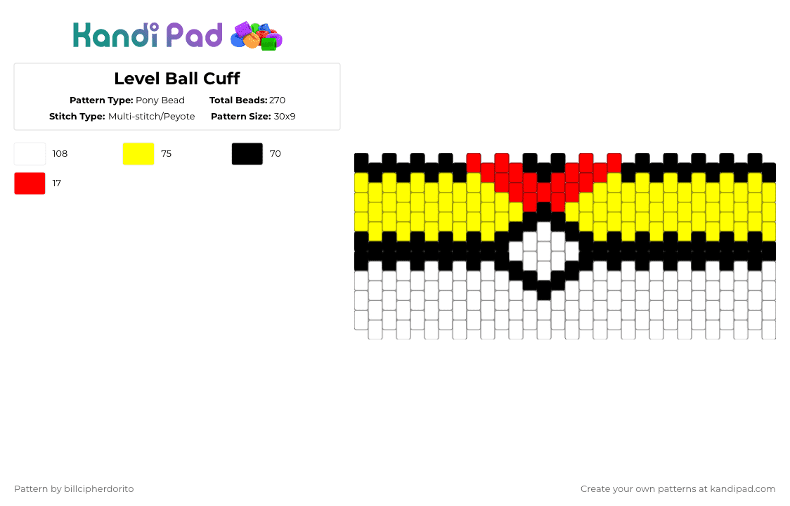 Level Ball Cuff - Pony Bead Pattern by billcipherdorito on Kandi Pad - yellow