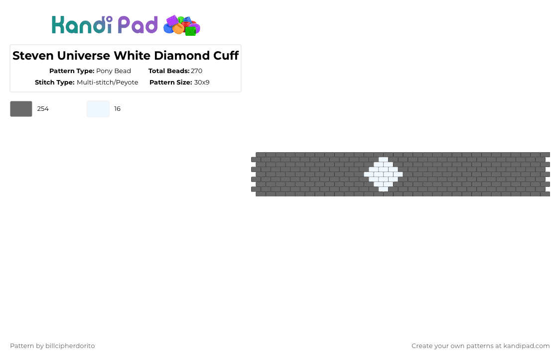 Steven Universe White Diamond Cuff - Pony Bead Pattern by billcipherdorito on Kandi Pad - gray