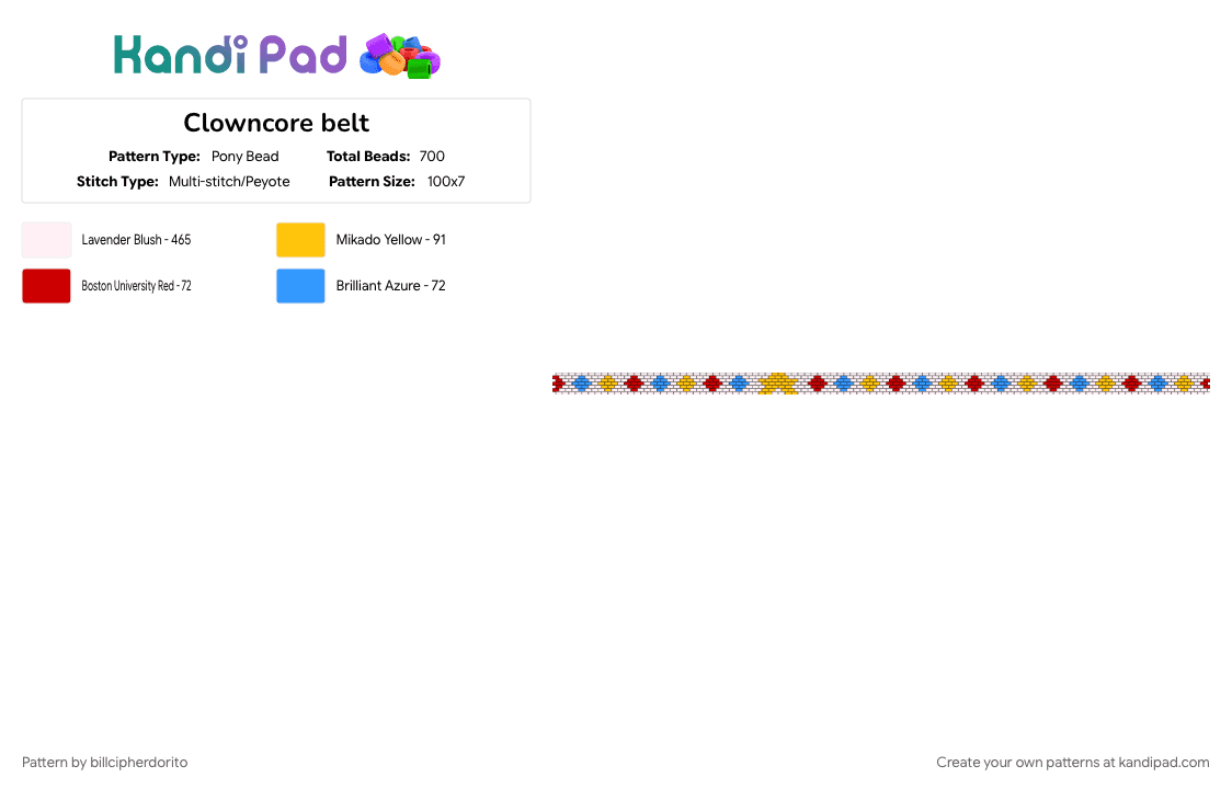 Clowncore belt - Pony Bead Pattern by billcipherdorito on Kandi Pad - belt, clown, clowncore, cotdcircuses, white, yellow