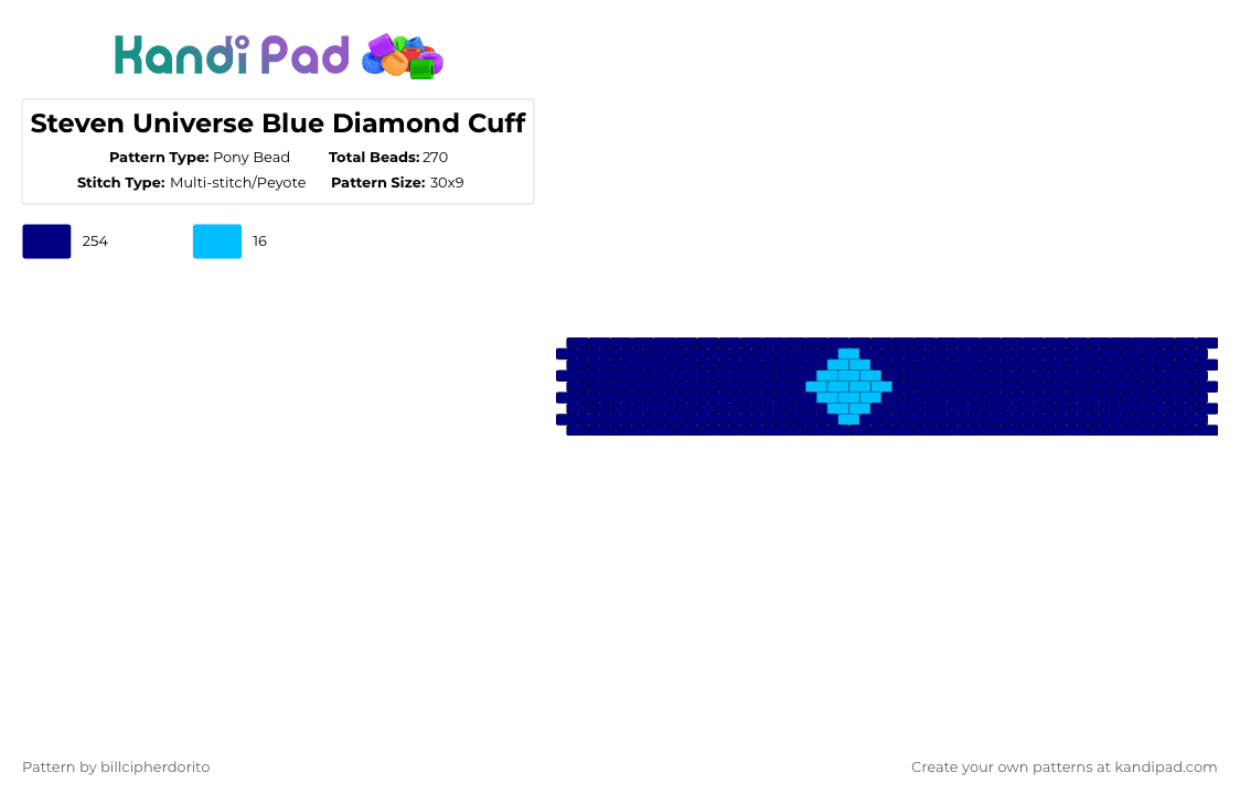 Steven Universe Blue Diamond Cuff - Pony Bead Pattern by billcipherdorito on Kandi Pad - purple