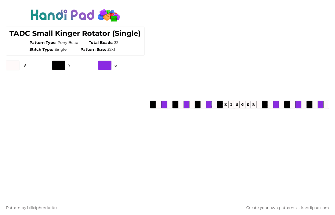 TADC Small Kinger Rotator (Single) - Pony Bead Pattern by billcipherdorito on Kandi Pad - white