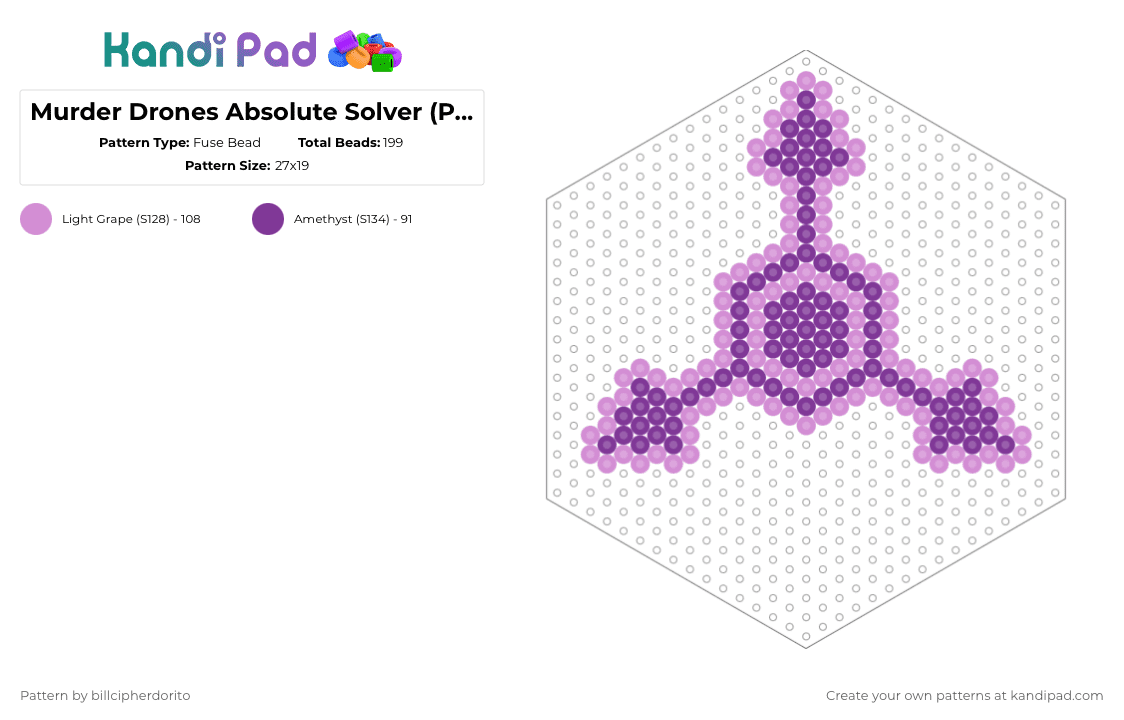 Murder Drones Absolute Solver (Purple) - Fuse Bead Pattern by billcipherdorito on Kandi Pad - pink