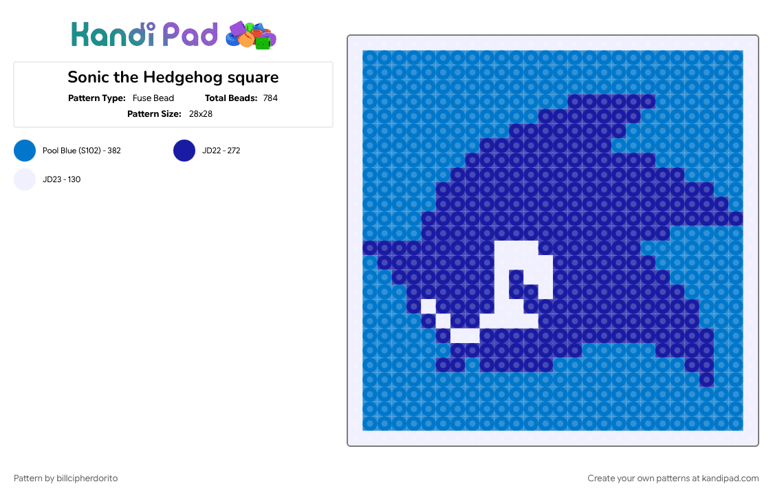 Sonic the Hedgehog square - Fuse Bead Pattern by billcipherdorito on Kandi Pad - blue, purple, sega, sonic, sonic the hedgehog