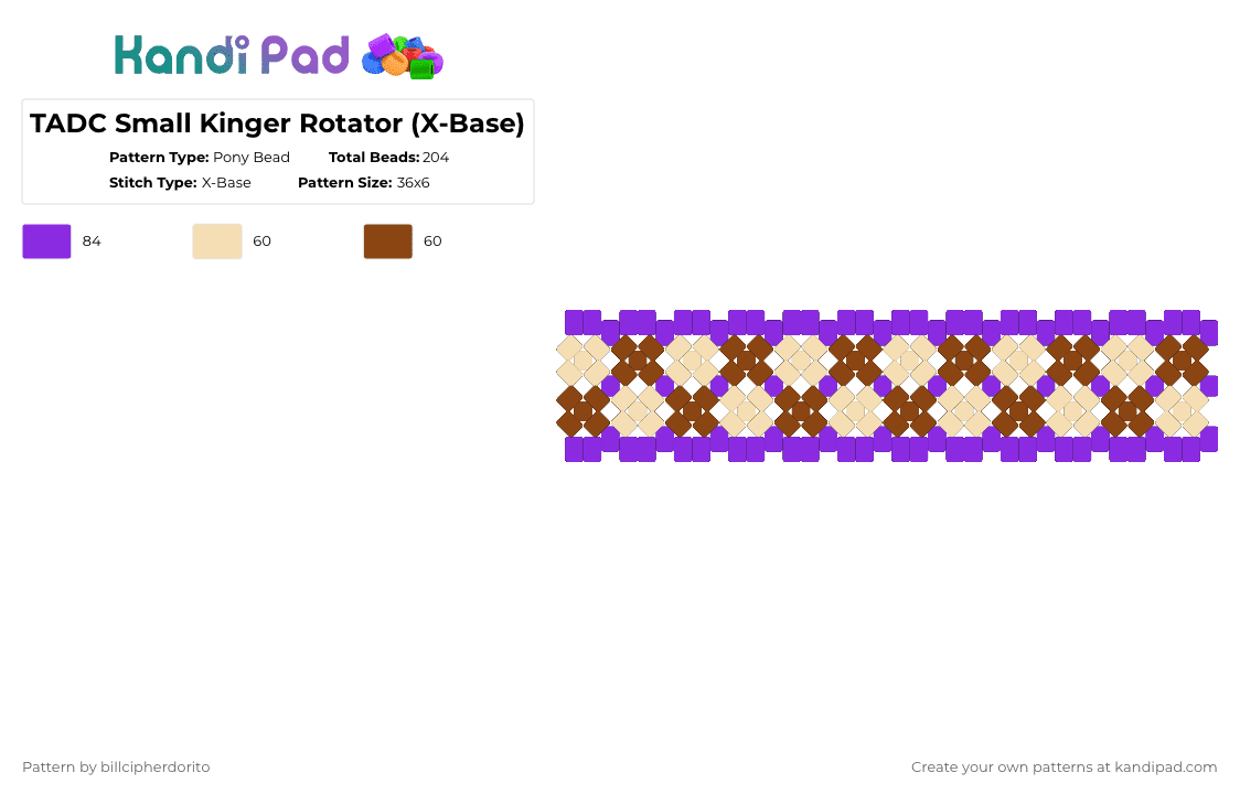 TADC Small Kinger Rotator (X-Base) - Pony Bead Pattern by billcipherdorito on Kandi Pad - purple