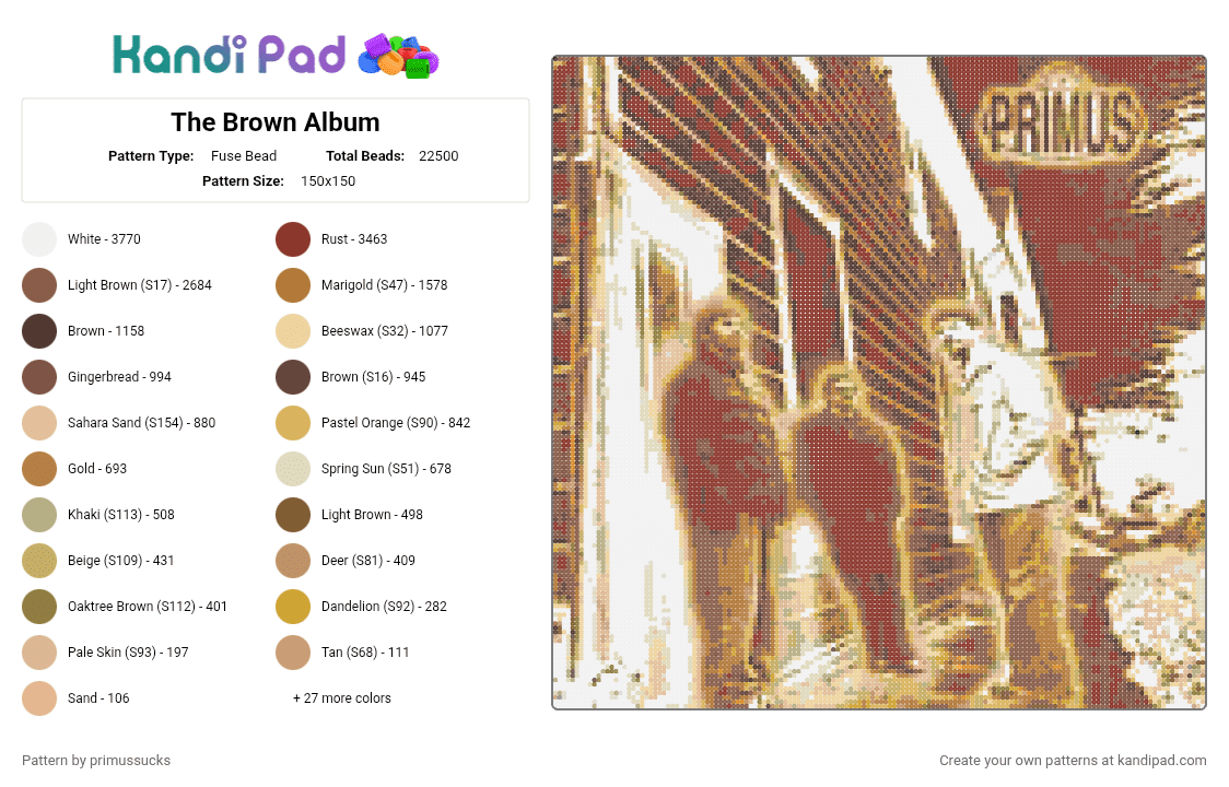 The Brown Album - Fuse Bead Pattern by primussucks on Kandi Pad - 