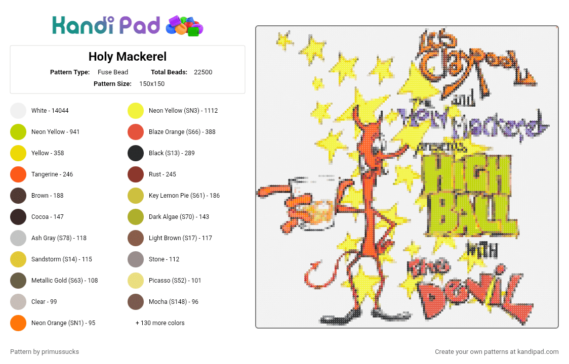Holy Mackerel - Fuse Bead Pattern by primussucks on Kandi Pad - 
