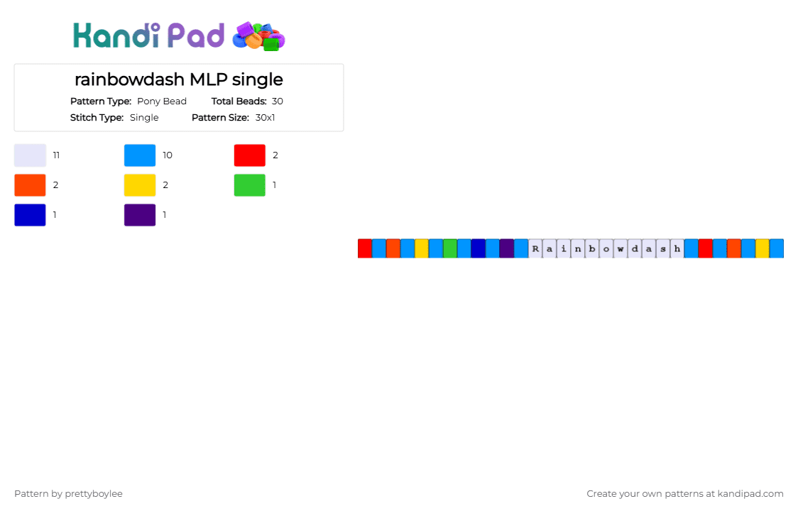 rainbowdash MLP single - Pony Bead Pattern by prettygirlfawnx3 on Kandi Pad - light blue, mlp, my little pony, rainbowdash, red
