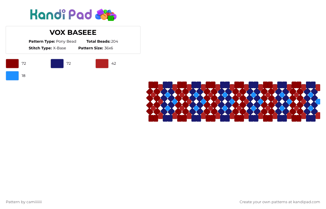 VOX BASEEE - Pony Bead Pattern by camiiiiiii on Kandi Pad - purple, red