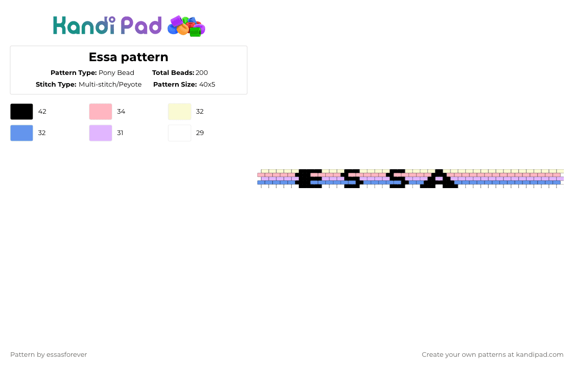 Essa pattern - Pony Bead Pattern by essasforever on Kandi Pad - pink,light blue,essa,flag