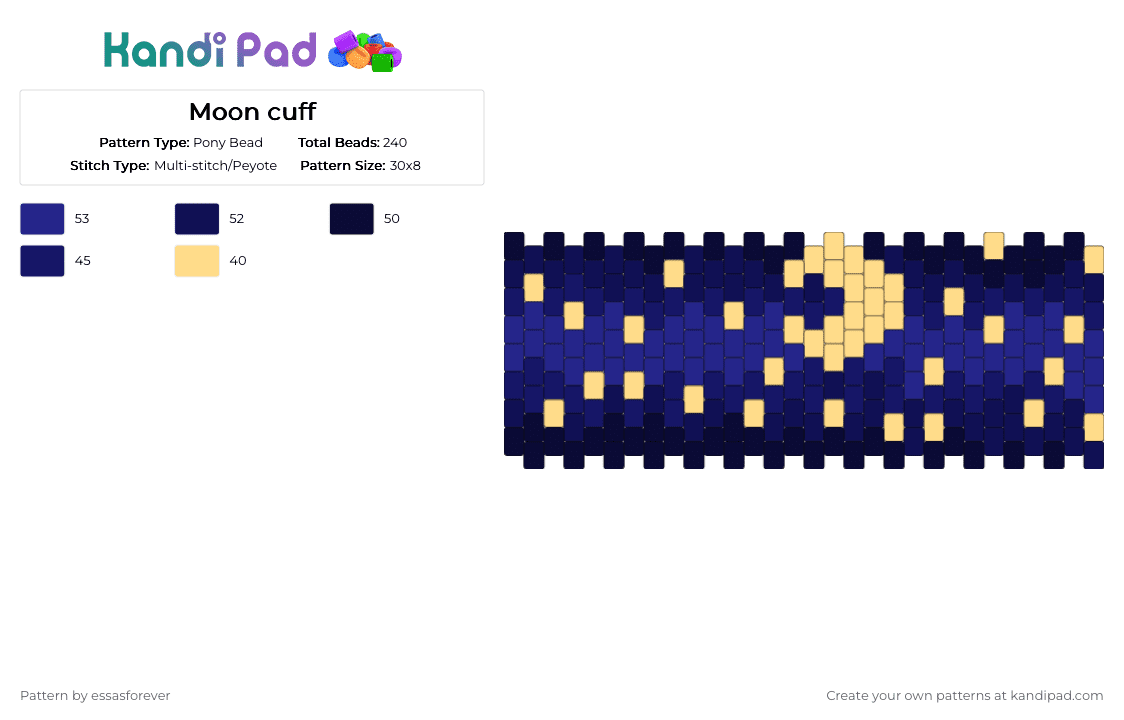 Moon cuff - Pony Bead Pattern by essasforever on Kandi Pad - purple,cotdmoonlight,moon,cuff
