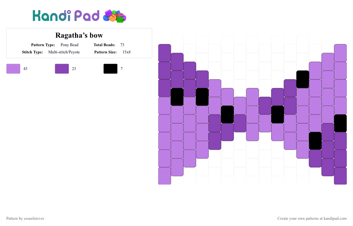 Ragatha’s bow - Pony Bead Pattern by essasforever on Kandi Pad - purple,pink,ragatha,tadc,the amazing digital circus