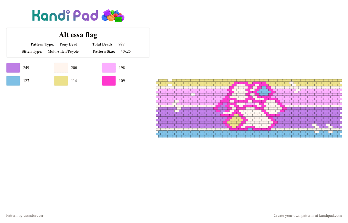 Alt essa flag - Pony Bead Pattern by essasforever on Kandi Pad - alt, essa, flag, pink