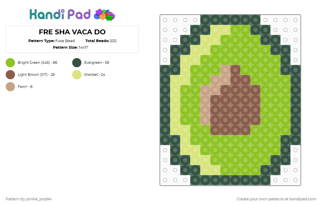 FRE SHA VOCA DO - Fuse Bead Pattern by crystal-in-the-void on Kandi Pad - green,gray,food,avocado,meme,lol