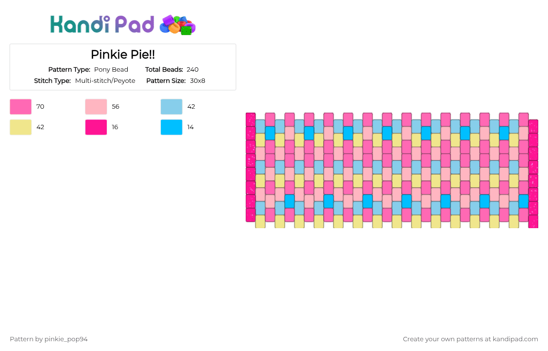 Pinkie Pie!! - Pony Bead Pattern by crystal-in-the-void on Kandi Pad - pink