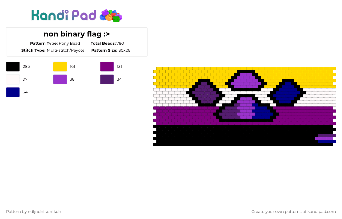 non binary x bisexual x therian flag - Pony Bead Pattern by ndljndnfkdnfkdn on Kandi Pad - yellow,pink,kandi,flag,nonbinary,bisexual,therian