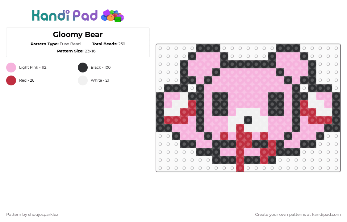 Gloomy Bear - Fuse Bead Pattern by kirakirakandi on Kandi Pad - pink,gloomy bear,characters
