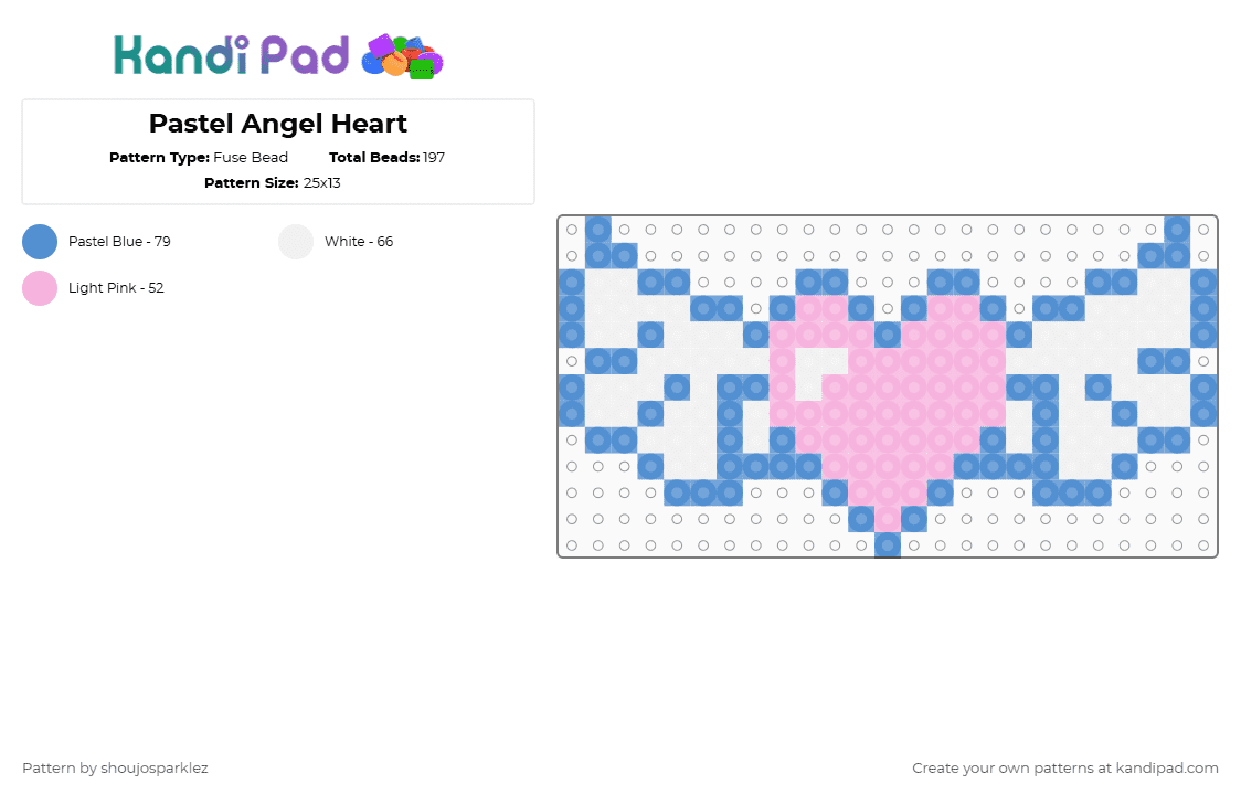 Angel Heart - Fuse Bead Pattern by kirakirakandi on Kandi Pad - light blue,pink